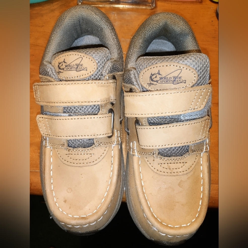 NWOT World Wide Sportsman Tan Leather Boat Shoes Size~8 Unisex
